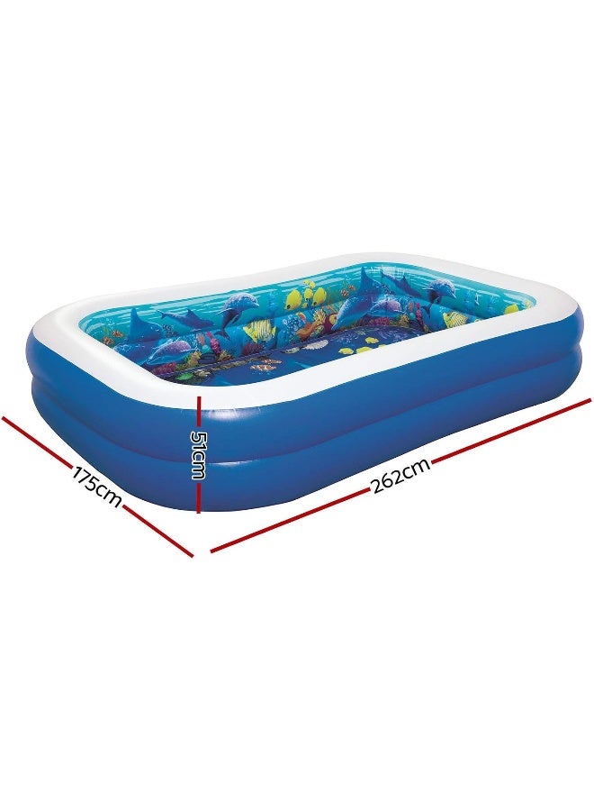 3D Undersea Adventure Inflatable Play Pool 262x175x51cm