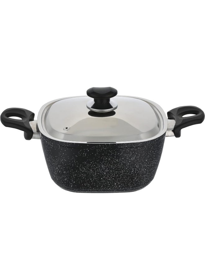 توب شيف إناء طهي مربع مع غطاء أسود 20سم - Image 2