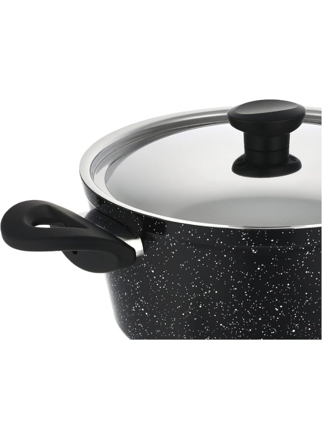 Top Chef Round Stew Pot With Lid Black 24cm - Image 4