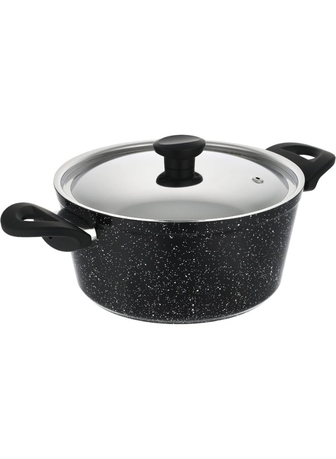 Top Chef Round Stew Pot With Lid Black 24cm - Image 1