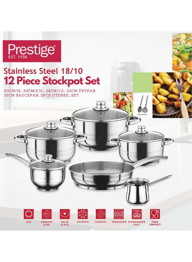 Prestige - Prestige Stainless Steel 12 Piece Cookware Set Stainless Steel - Image 1