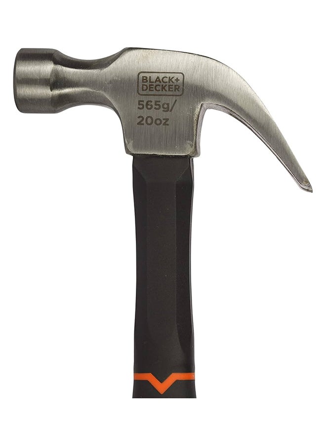 BLACK+DECKER 20oz 560g Bimaterial Fiberglass Handle Metal Claw Hammer, Orange/Black - BDHT51397, Silver/Black/Orange 18cm  - Image 3