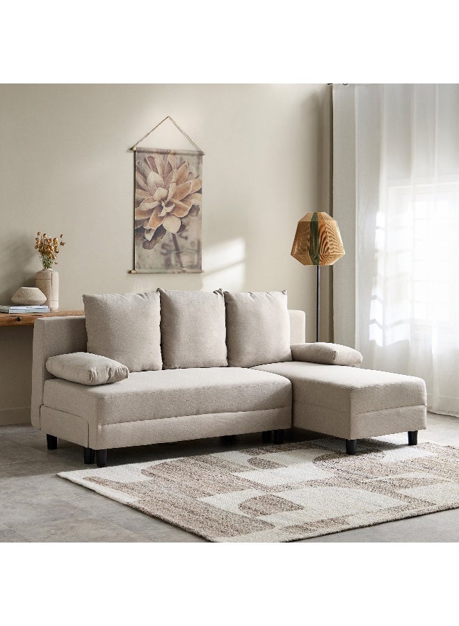 هوم بوكس كنبة سرير قماشيّة ركنيّة مع وسادتين من آلبيرتا رمادي - Image 1