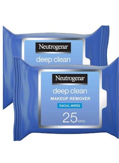 25-Piece Deep Clean Makeup Remover Facial Wipes Pack Of 2