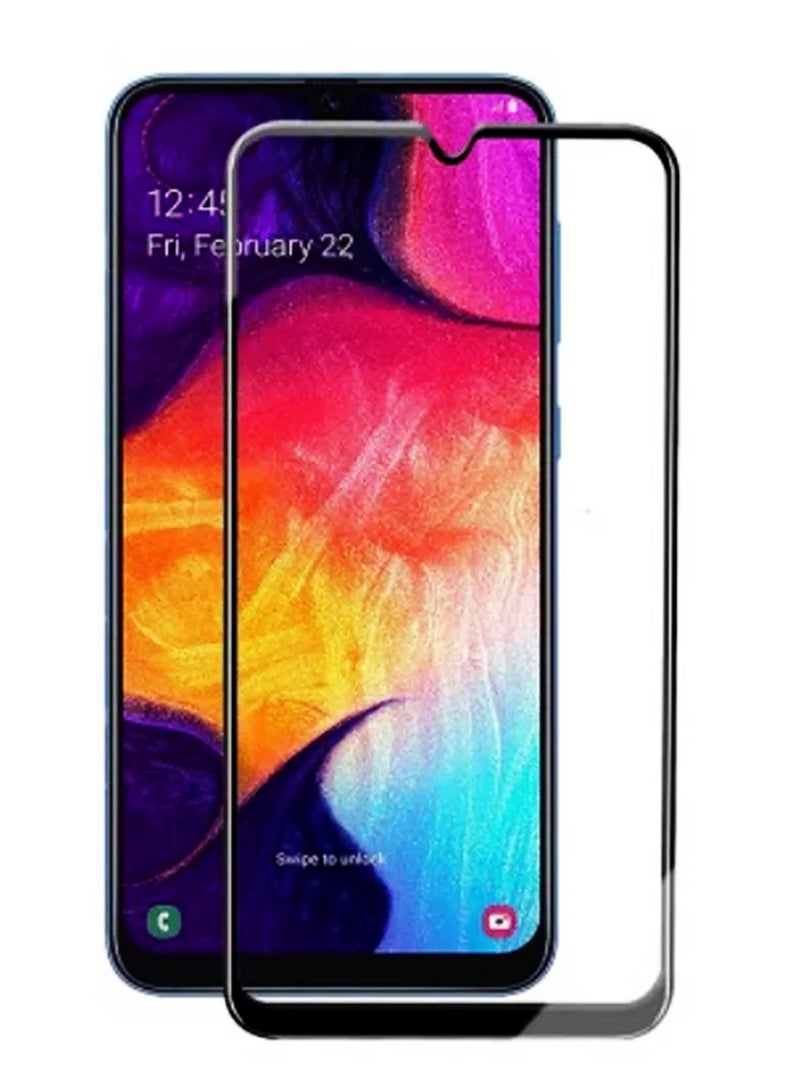 مارجون لاصقة حماية للشاشة بحافة ثلاثية الأبعاد مصنوعة من الزجاج المقوى لهاتف سامسونج جالاكسي A50s شفاف/ أسود - Image 2