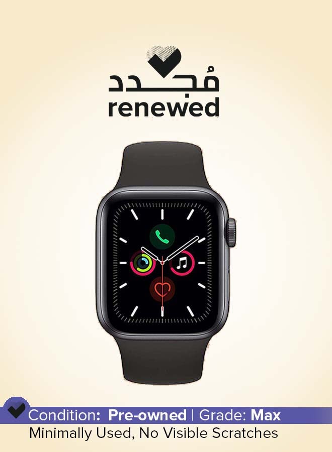 ابل  مجدد - ساعة سيريس 5 مقاس 40 ملم مزودة بتقنية GPS غطاء من الألومنيوم الرمادي والفضائي مزود برباط رياضي أسود - Image 1