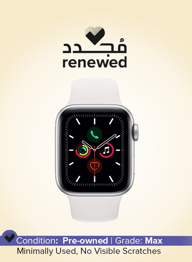 Apple Renewed - Watch Series 5-44mm GPS Silver Aluminium Case With White Sport Band  - Image 1