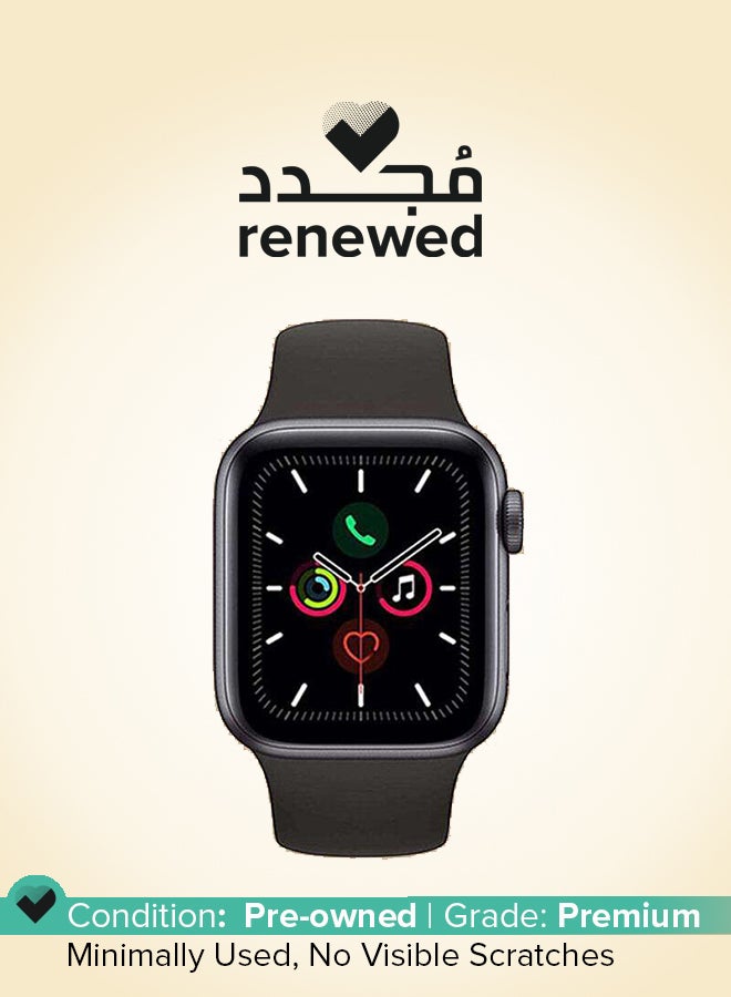 ابل  مُجدد- ساعة من السلسلة 5 قياس 40 مم  مع نظام تحديد المواقع  وغطاء من الألومنيوم وسوار رياضي أسود رمادي فلكي - Image 1