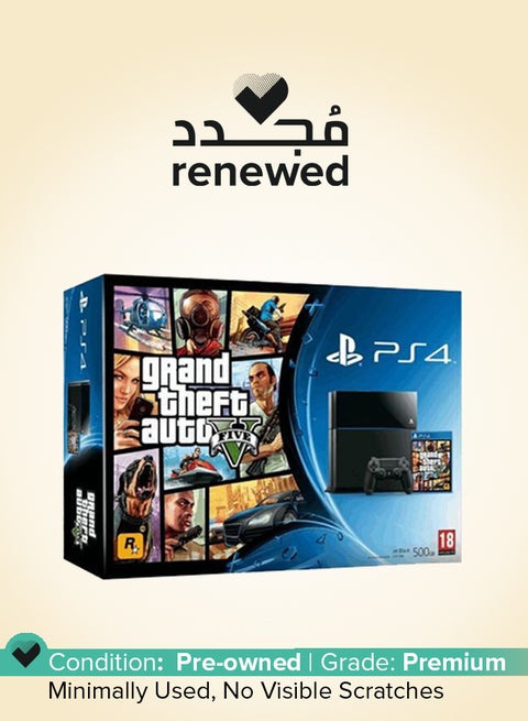 تم تجديده - جهاز بلاي ستيشن 4 بسعة 500 جيجابايت مع GTA PAL