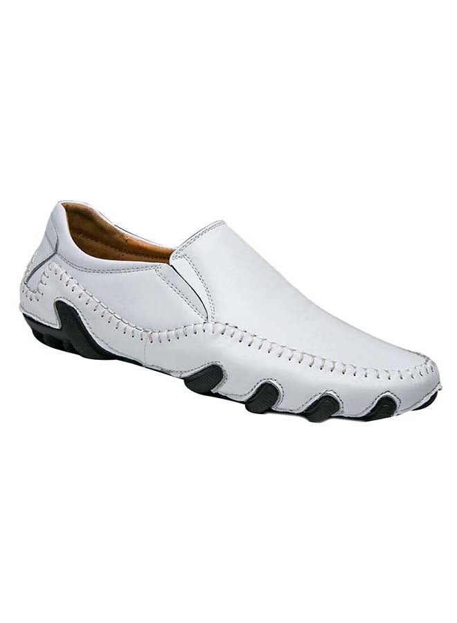 Zaitun Men's Oxford Shoes Solid Color Breathable Slip On Leather White - Image 1