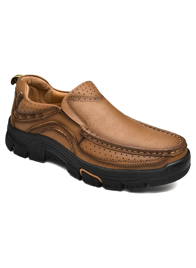 Generic Round Toe Slip-On Oxford Shoes Khaki  - Image 1