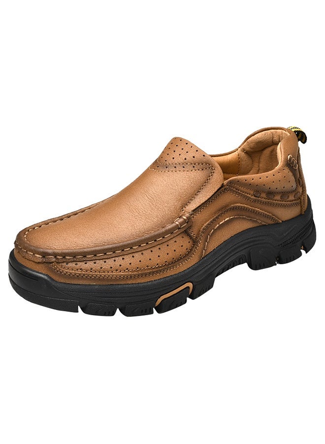 Generic Round Toe Slip-On Oxford Shoes Khaki  - Image 2