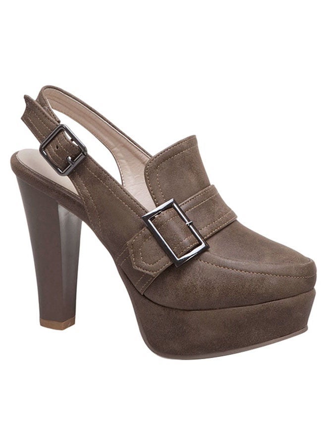 Buckle Detail High Heel Pumps Brown  - Image 1