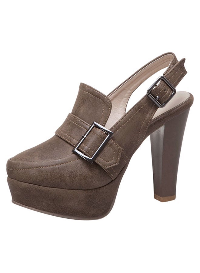 Buckle Detail High Heel Pumps Brown  - Image 2