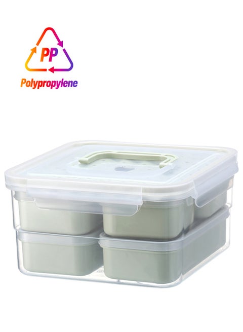 Portable 6 Compartment Food Container Green 23 x 12 x 23cm