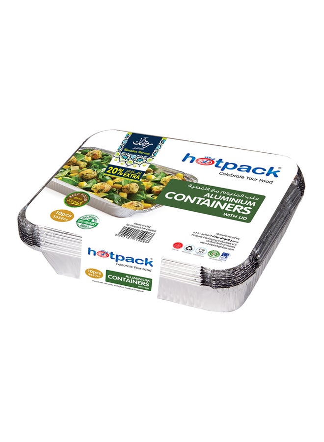 هوت باك طقم حاوية ألومنيوم مكون من 10 قطع مع غطاء - Image 4