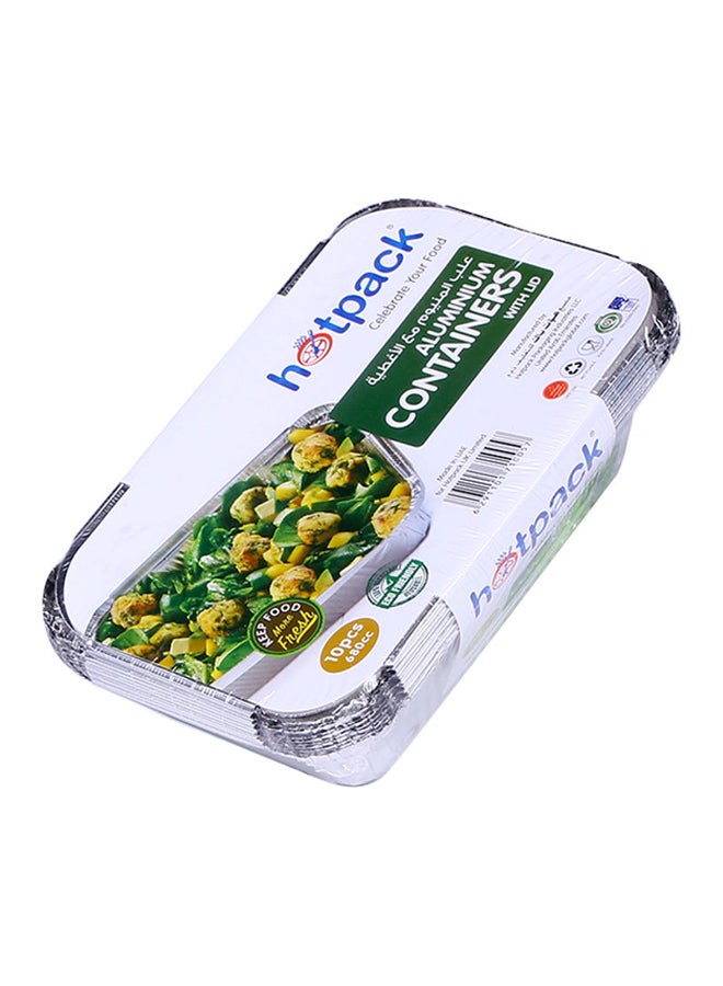 هوت باك طقم حاوية ألومنيوم مكون من 10 قطع مع غطاء - Image 2