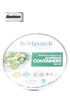 10-Piece Foil Round Shape Container With Lid Set Silver 800ml