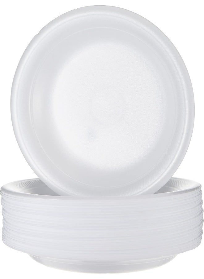 Hotpack - 25-Piece Round Foam Plate 3Compartment Set White 25x10inch - Image 1
