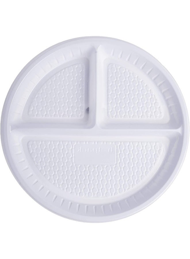 هوت باك طقم أطباق بلاستيكية دائرية من 3 أقسام مكون من 25 قطعة أبيض 10بوصة - Image 2