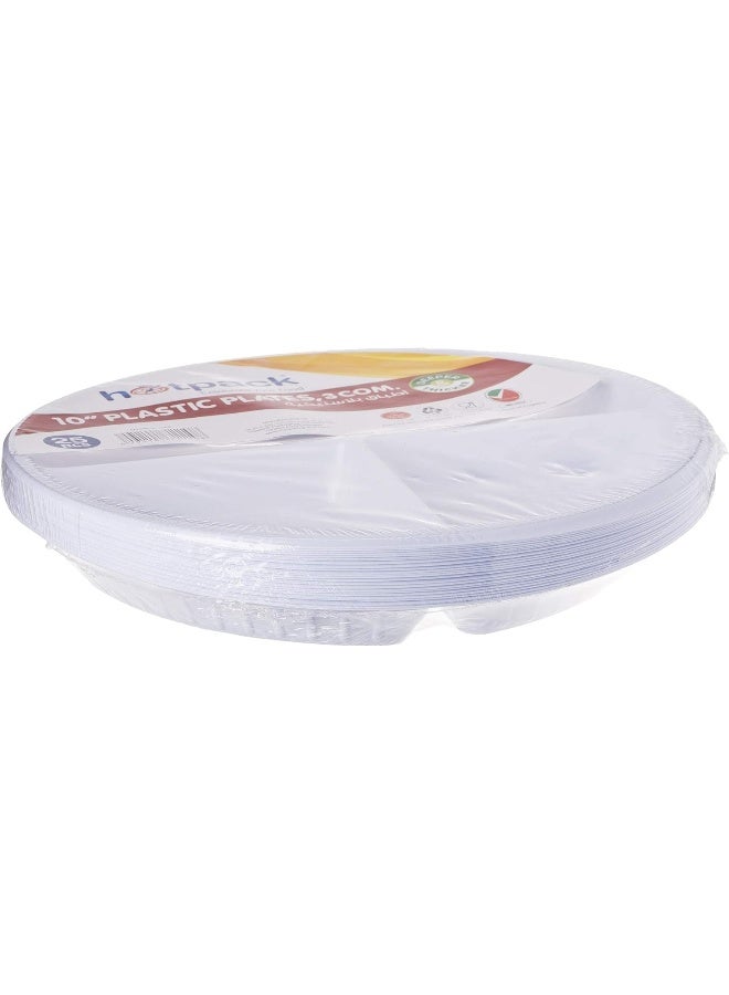هوت باك طقم أطباق بلاستيكية دائرية من 3 أقسام مكون من 25 قطعة أبيض 10بوصة - Image 3