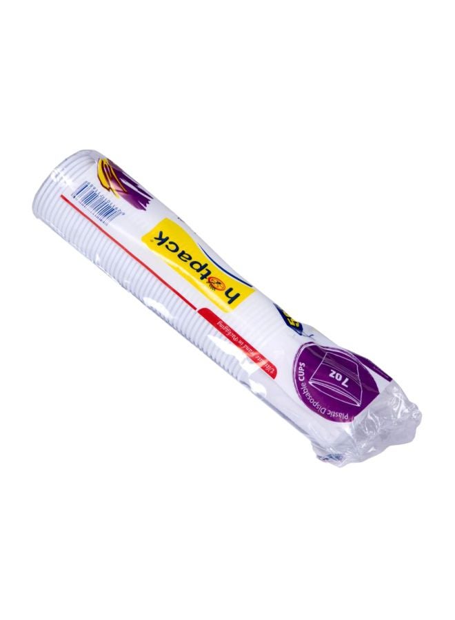 هوت باك طقم أكواب بلاستيكية للاستخدام مرة واحدة من 50 قطعة أبيض