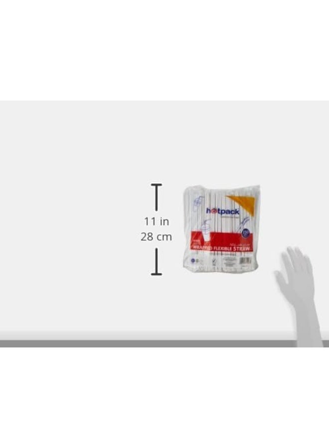 Hotpack - 250-Piece Wrapped Flexible Straw Set White 6mm - Image 1