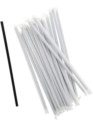 Hotpack Disposable Wrapped Plastic Drinking Straws - 6mm, 250 Pcs (Straww) White 6mm - view 4