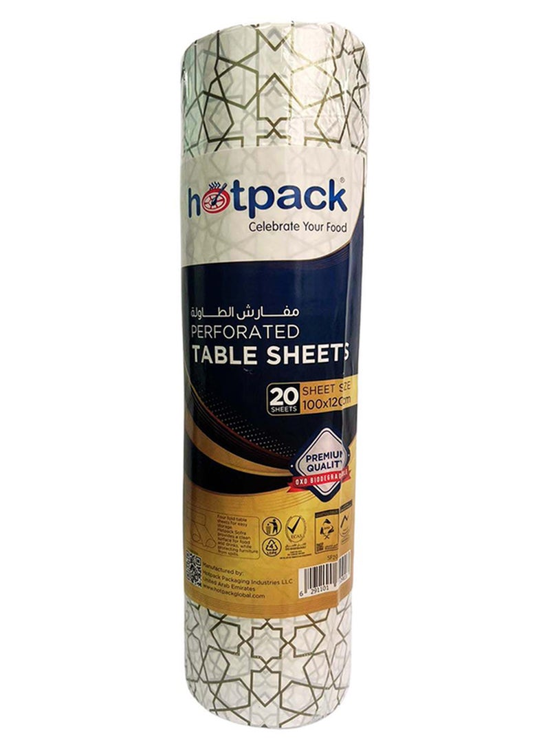 Hotpack 20 Sheet Hotpack Perfforated Sofra Roll 100cmx120cm Multicolour - Image 1