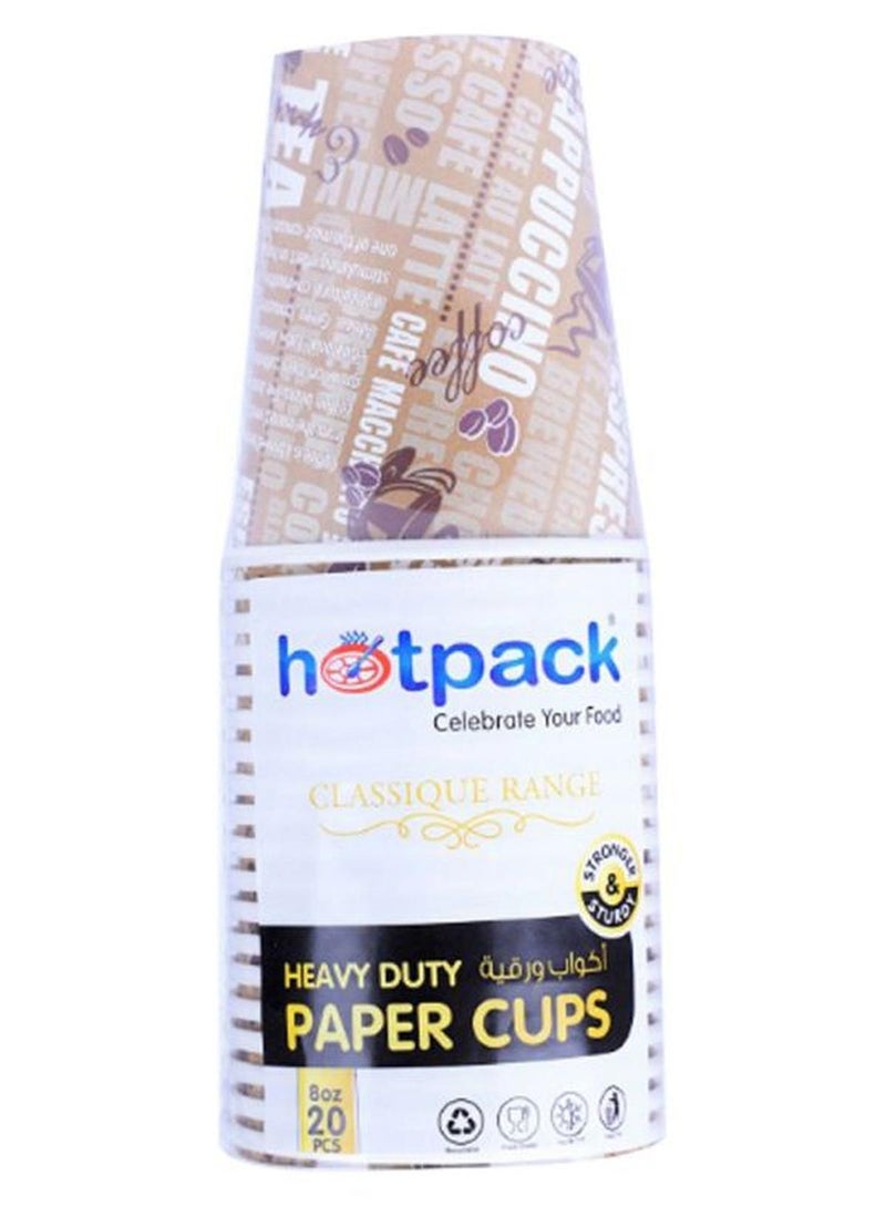 هوت باك طقم أكواب ورقية متينة من 20 قطعة البني/الأبيض - Image 1