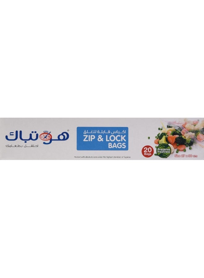 Hotpack - 20-Piece Zipper Lock Bag Set Clear 27x30cm - Image 1