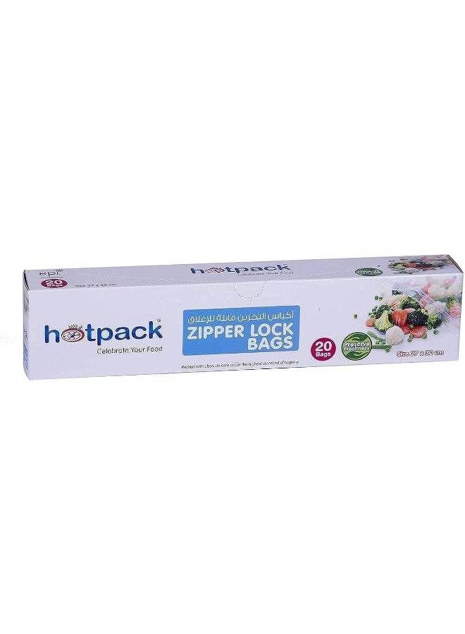 Hotpack 20-Piece Zipper Lock Bag Set Clear 27x30cm - Image 2