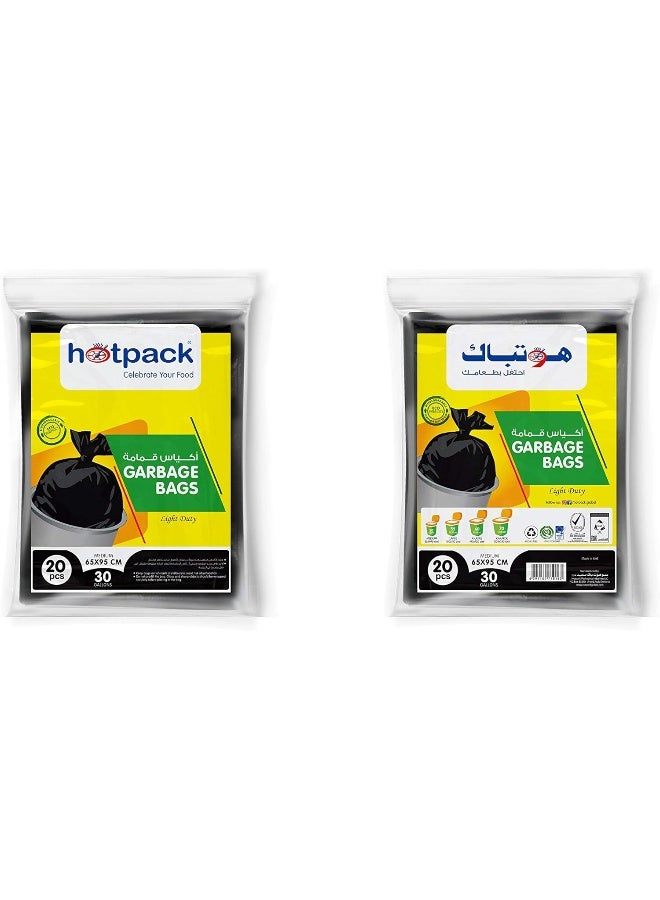 Hotpack - 20-Piece Garbage Bags 30 Gallon Black 65x95cm - Image 1