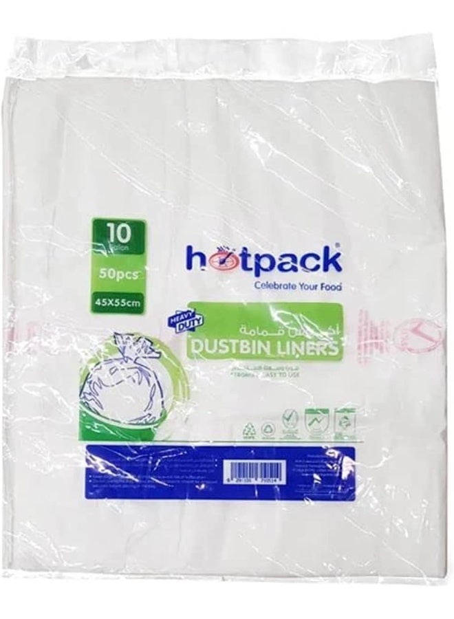 50-Piece Dust Bin Bags 10 Gallon White 55x45cm