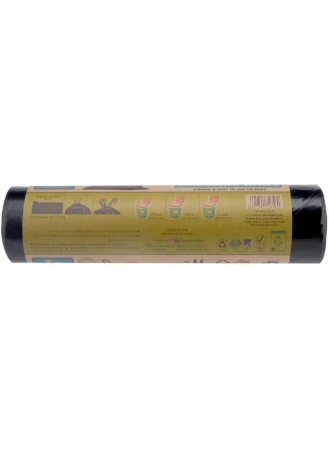 Hotpack 15-Piece Heavy Duty Garbage Bags Roll Large 55 Gallon Black 80x110cm  - Image 4