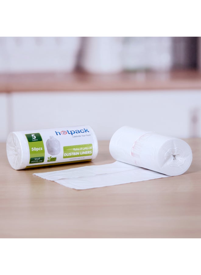 هوت باك لفة أكياس قمامة، مجموعة من 50 قطعة أبيض 45x55سم - Image 2