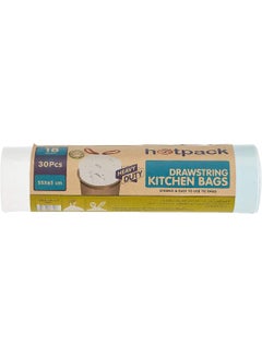 Hotpack 30-Piece Heavy Duty Drawstring Garbage Roll 18 Gallon White 55x65cm  - Image 2