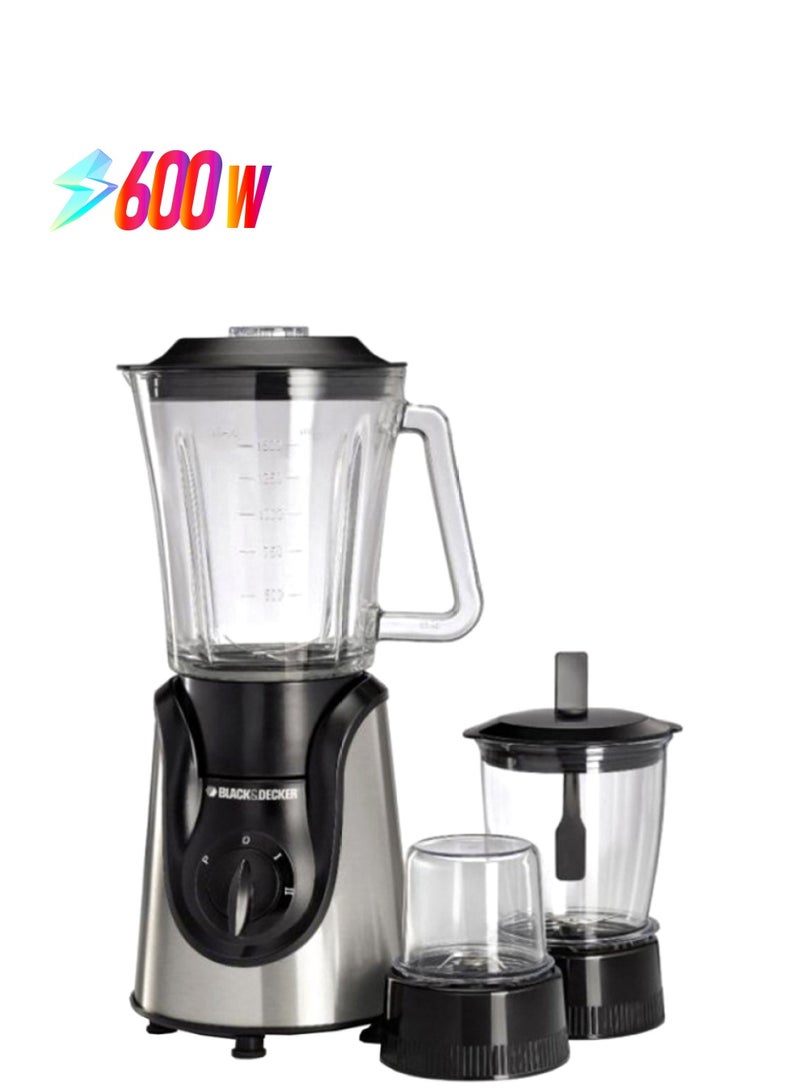بلاك اند ديكر طقم خلاط 600 وات 4 في 1 طراز BX600G فضي/شفاف/أسود 600 W BX600G / BX600G-B5 فضيّ / صافي / أسود - Image 1