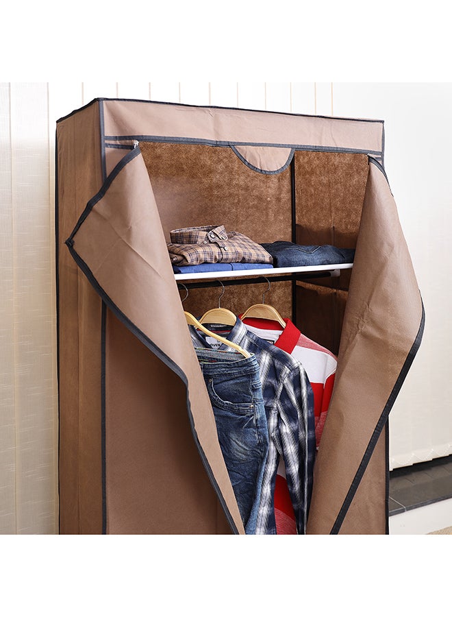 رويال فورد خزانة ملابس رويال فورد - خزانة ملابس محمولة لتعليق الملابس، خزانة معيارية لتوفير المساحة، خفيفة الوزن، خزانة ملابس مقاومة للغبار، أرفف شبكية للتخزين | مثالي للرجال والنساء والأطفال. بني 75 × 45 × 160 سم بني/ أسود 73x6.5x27سم - Image 4