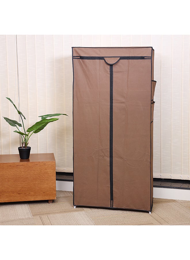 رويال فورد خزانة ملابس رويال فورد - خزانة ملابس محمولة لتعليق الملابس، خزانة معيارية لتوفير المساحة، خفيفة الوزن، خزانة ملابس مقاومة للغبار، أرفف شبكية للتخزين | مثالي للرجال والنساء والأطفال. بني 75 × 45 × 160 سم بني/ أسود 73x6.5x27سم - Image 2