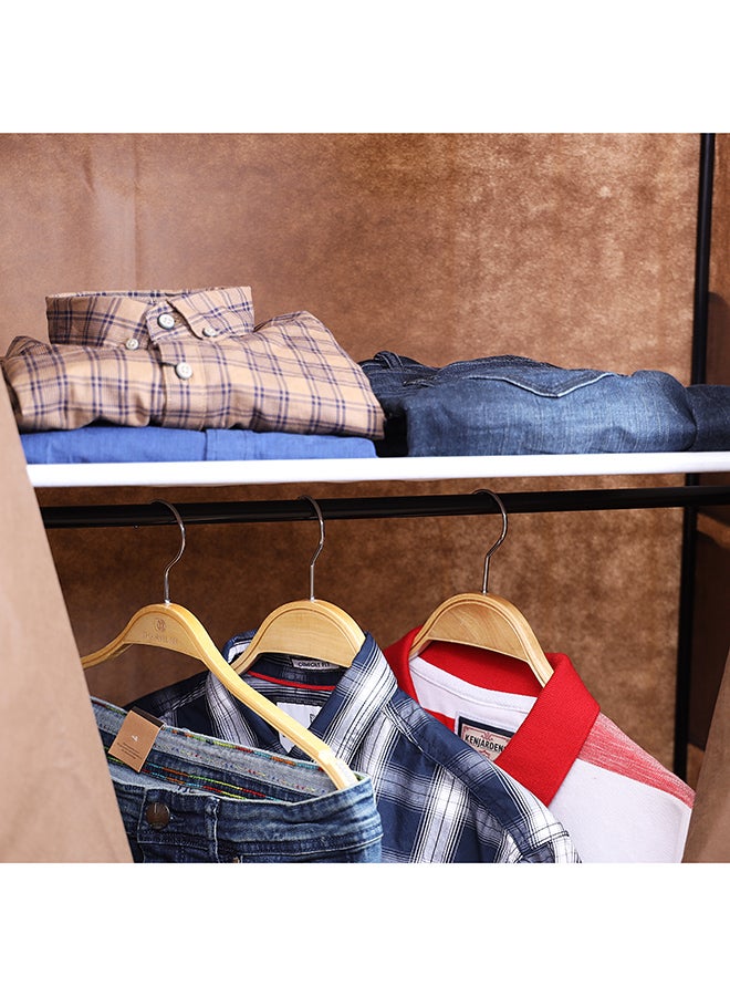 رويال فورد خزانة ملابس رويال فورد - خزانة ملابس محمولة لتعليق الملابس، خزانة معيارية لتوفير المساحة، خفيفة الوزن، خزانة ملابس مقاومة للغبار، أرفف شبكية للتخزين | مثالي للرجال والنساء والأطفال. بني 75 × 45 × 160 سم بني/ أسود 73x6.5x27سم - Image 3