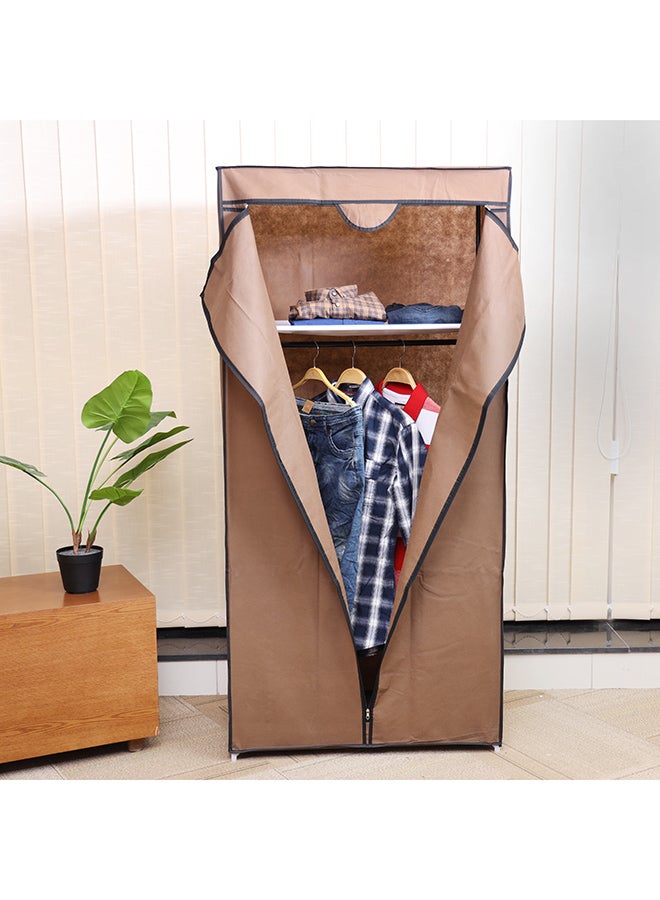 رويال فورد خزانة ملابس رويال فورد - خزانة ملابس محمولة لتعليق الملابس، خزانة معيارية لتوفير المساحة، خفيفة الوزن، خزانة ملابس مقاومة للغبار، أرفف شبكية للتخزين | مثالي للرجال والنساء والأطفال. بني 75 × 45 × 160 سم بني/ أسود 73x6.5x27سم - Image 5