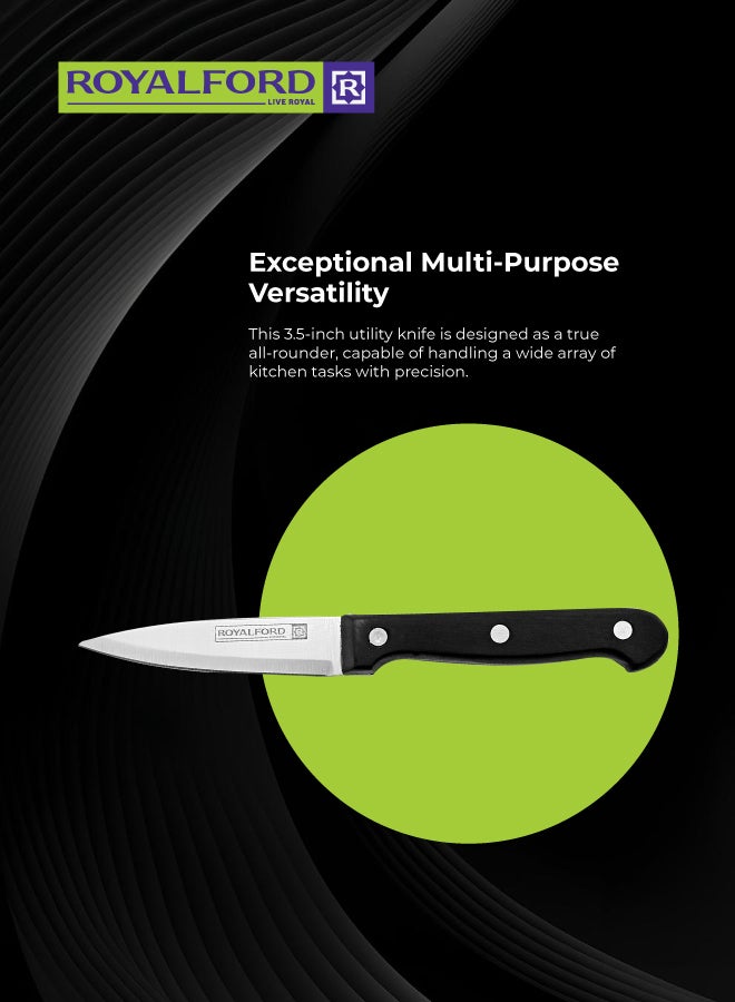 رويال فورد سكين تقشير من الستانلس ستيل أسود/فضي 3.5بوصة - Image 2