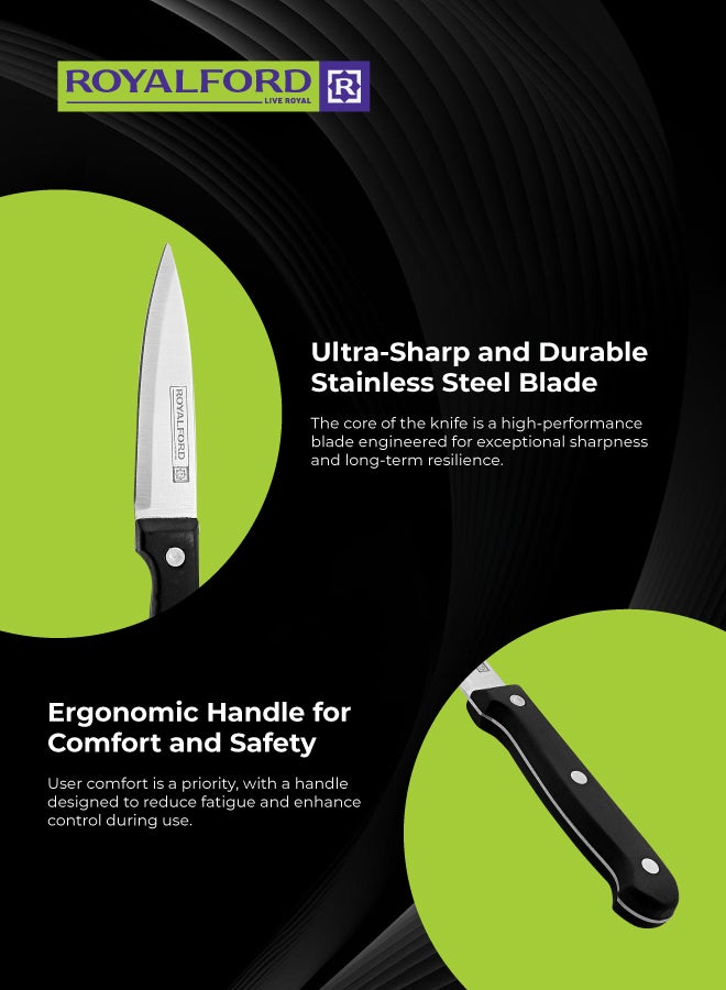 رويال فورد سكين تقشير من الستانلس ستيل أسود/فضي 3.5بوصة - Image 3