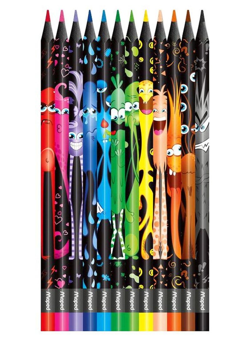 Maped 12-Piece Color Peps Monster Pencil Set Red/Violet/Blue - Image 1
