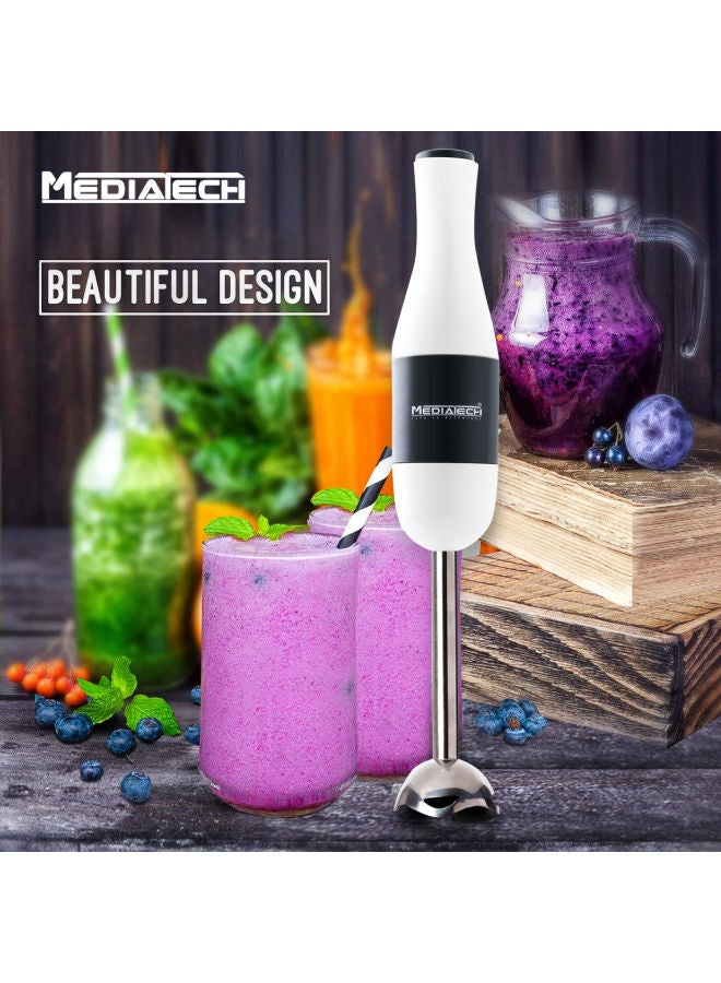 Media Tech - Hand Blender, 450 Watt, Full Copper Motor, Stainless Steel Shaft & Detachable Body, Stainless Blades, Easy to use, MT-23E White - Image 1