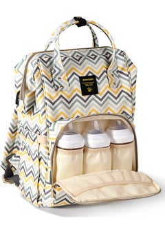 Sunveno Zipper Baby Diaper Bag, With Usb Port And Waterproof Pocket - Yellow Wave  - Image 4