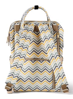 Sunveno Zipper Baby Diaper Bag, With Usb Port And Waterproof Pocket - Yellow Wave  - Image 3