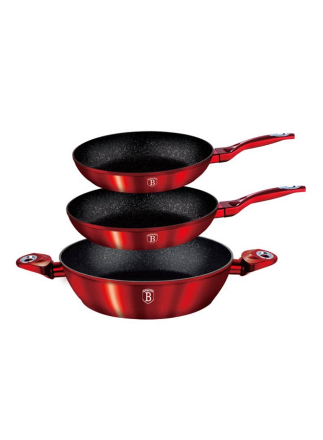 BerlingerHaus 3-Piece Metallic Line Burgundy Edition Cookware Set Burgundy  - Image 1
