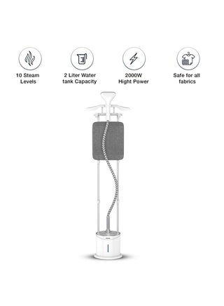 Garment Steamer , 10 Steam Levels, 55 Min Continues Steam, 2-In-1 Double Aluminium Extendable Poles And Ironing Board, Thermostat Protection, Suit Hanger, 45 Sec Preheat 2 L 2000 W NGS892AB Silver/Grey - pnsku/N38503597A/45/_/1710860399/1371ed07-2a2e-455a-afd1-64800e53ab13